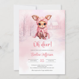 Invitación Oh ciervo Cute pequeño ciervo rosado en el bosque 