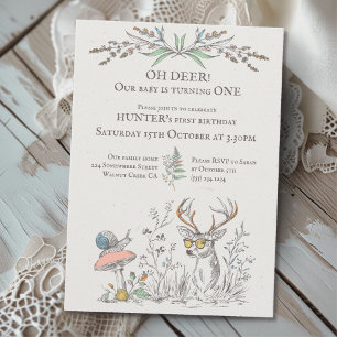 Invitación ¡Oh ciervo! El bebé está convirtiendo UN bosque rú
