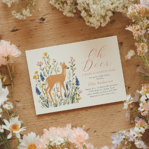 Invitación Oh Ciervo Floral Fiesta de Bebé en el Bosque