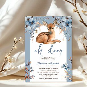 Invitación Oh ciervo lindo bosque rústico flores bebé ducha