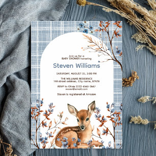 Invitación Oh ciervo lindo bosque rústico flores bebé ducha