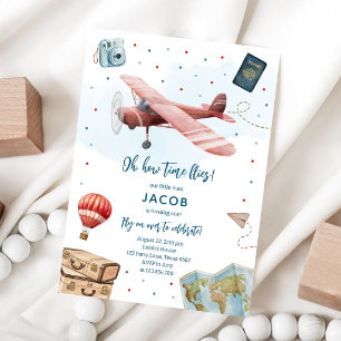 Invitación Oh Cómo Vuela el Tiempo Cumpleaños de Piloto de Av