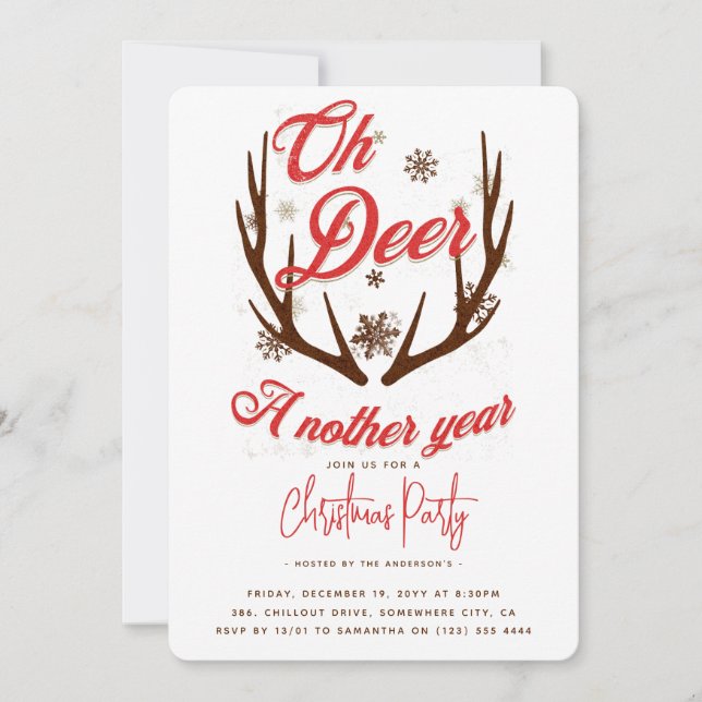 Invitación Oh Deer a otros Navidades de año (Anverso)