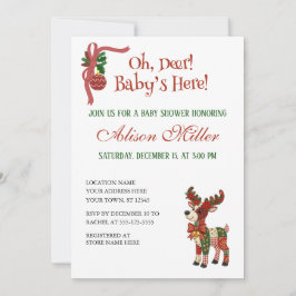 Invitación Oh, Deer! Baby’s Here! – Christmas Baby Shower