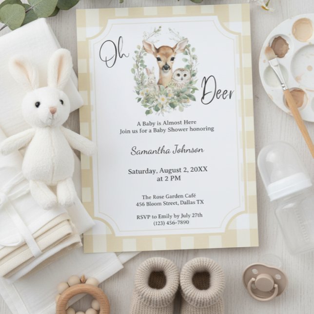 Invitación Oh Deer Baby Shower • Woodland Neutral Theme (Subido por el creador)