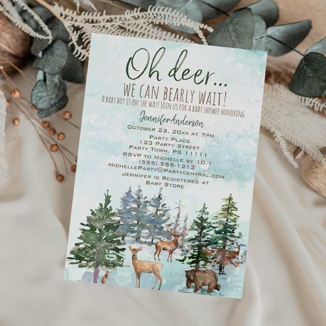 Invitación Oh Deer Bearly Wait Forest Boy Country Baby Shower (Subido por el creador)