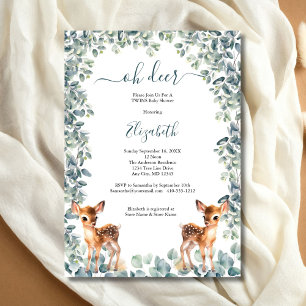 Invitación Oh Deer Bebés Gemelos Baño De Bebé Sin Género