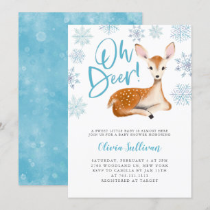 Invitación Oh Deer Blue Winter Baby Shower