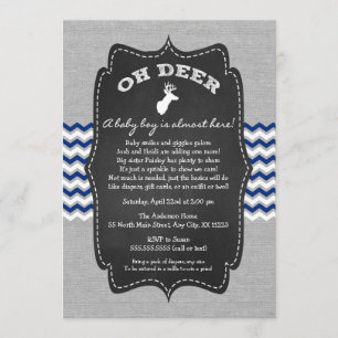 Invitación Oh Deer Buck Baby Sprinkle Marina gris blanco