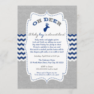 Invitación Oh Deer Buck Baby Sprinkle marina gris blanco