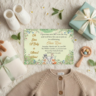 Invitación Oh Deer | Ducha de bebé de Woodland Forest Animals