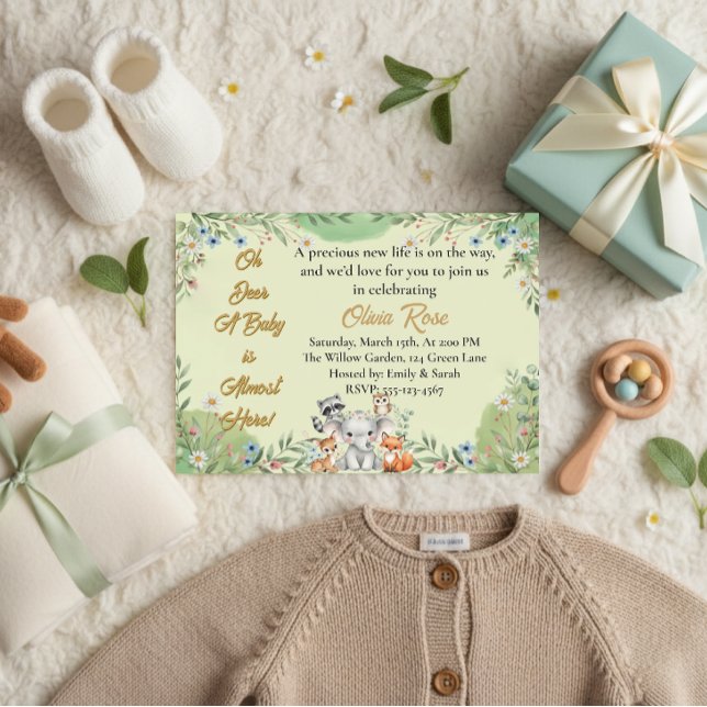 Invitación Oh Deer | Ducha de bebé de Woodland Forest Animals (Subido por el creador)