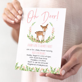 Invitación Oh Deer Floral Baby Shower Invite