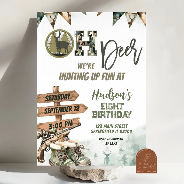 Invitación Oh Deer Hunting Camo Birthday Invitation (Subido por el creador)