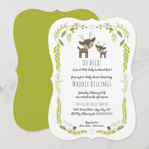 Invitación Oh Deer leñador animal neutro género ducha bebé