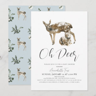 Invitación Oh Deer Mom & Fawn Blue Boy Baby Shower