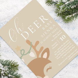 Invitación Oh Deer Neutral Navidades Reindeer Baby Shower