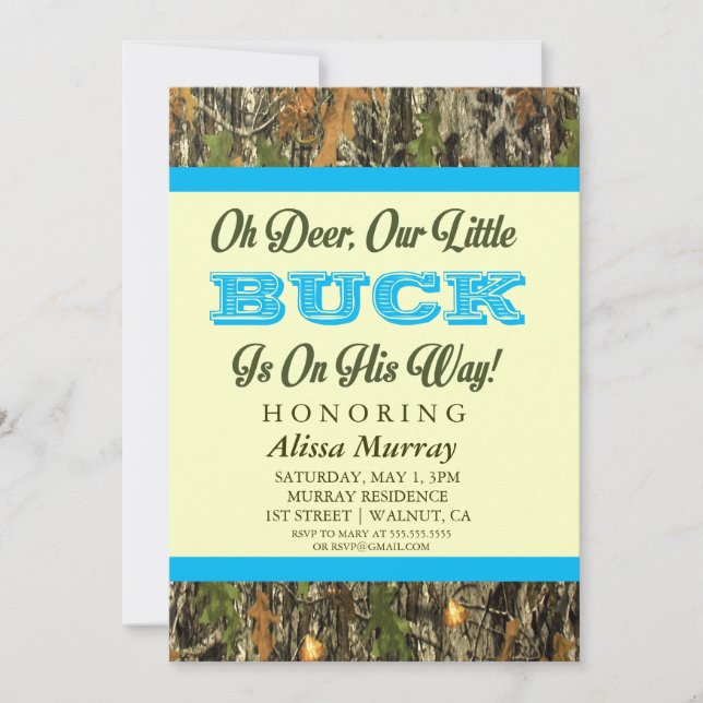 Invitación Oh Deer, Nuestro Pequeño Dinero Está En Camino De  (Anverso)
