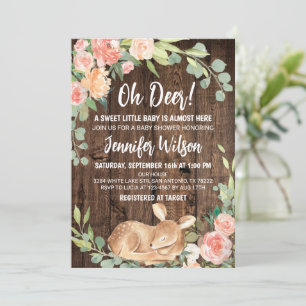 Invitación Oh Deer Rustic Boho Floral Baby Shower