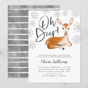 Invitación Oh Deer Rustic Winter Gender Neutral Baby Shower