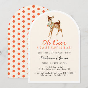 Invitación Oh Deer Sweet Retro Navidades Winter Baby Shower