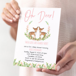 Invitación Oh Deer Twin Chicas Baby Shower