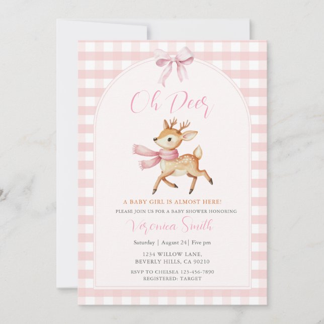 Invitación Oh Deer Winter Baby Girl Shower Invitation (Anverso)