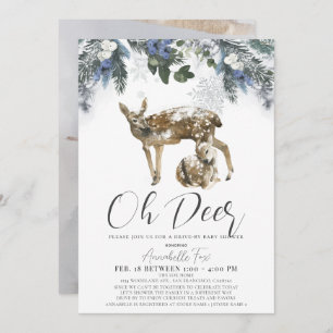 Invitación Oh Deer Winter Foliage & Blueberries Baby Shower
