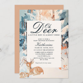 Invitación Oh Deer Winter Woodland Snowy Forest baby ducha