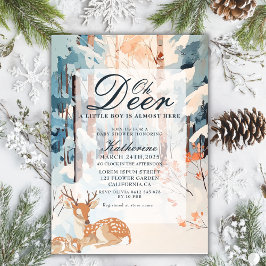Invitación Oh Deer Winter Woodland Snowy Forest baby ducha