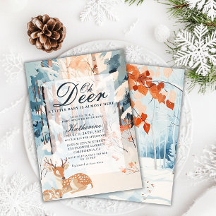 Invitación Oh Deer Winter Woodland Snowy Forest baby ducha