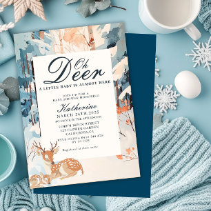 Invitación Oh Deer Winter Woodland Snowy Forest baby ducha