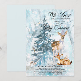 Invitación Oh Deer Woodland Animals Virtual Boy Baby Shower I