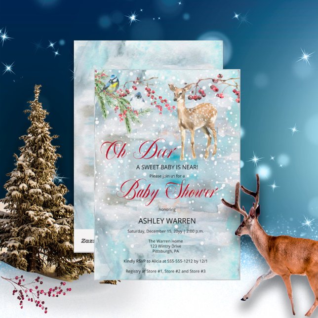 Invitación Oh Deer Woodland Animals Winter Boy Baby Shower (Subido por el creador)