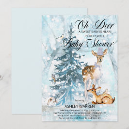 Invitación Oh Deer Woodland Animals Winter Boy Baby Shower I