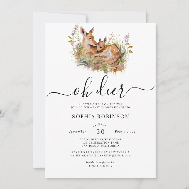 Invitación Oh Deer Woodland Baby Shower