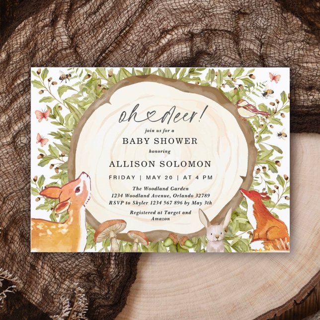 Invitación Oh Deer Woodland Baby Shower Forest Animal (Subido por el creador)