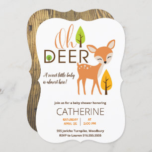 Invitación Oh Deer Woodland Forest Baby Shower