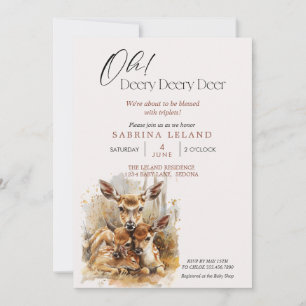 Invitación Oh Deery Deery Deer Trillizos Baby Shower