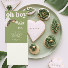 Invitación Oh Dios, estoy de moda en el Baby Shower verde de 