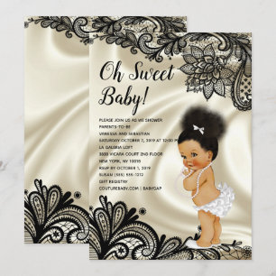Invitación Oh Dulce Bebé Chica Ducha Afro Bun Puff