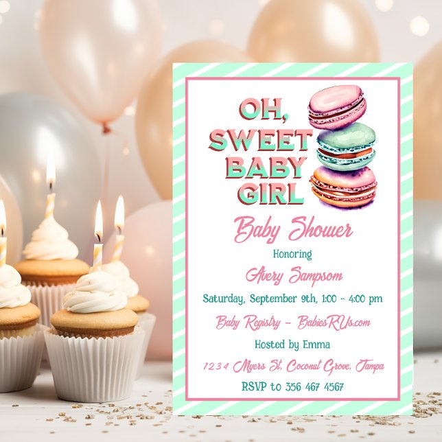 Invitación Oh Dulce Bebé Macaron Tema Baby Shower (Subido por el creador)