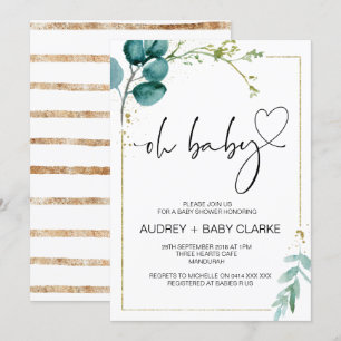 Invitación Oh Fiesta Baby Shower Chica Niño Fiesta Verde