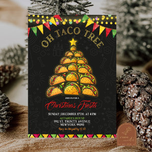 Invitación Oh Fiesta de Navidad del Árbol de Taco Fiesta Mexi