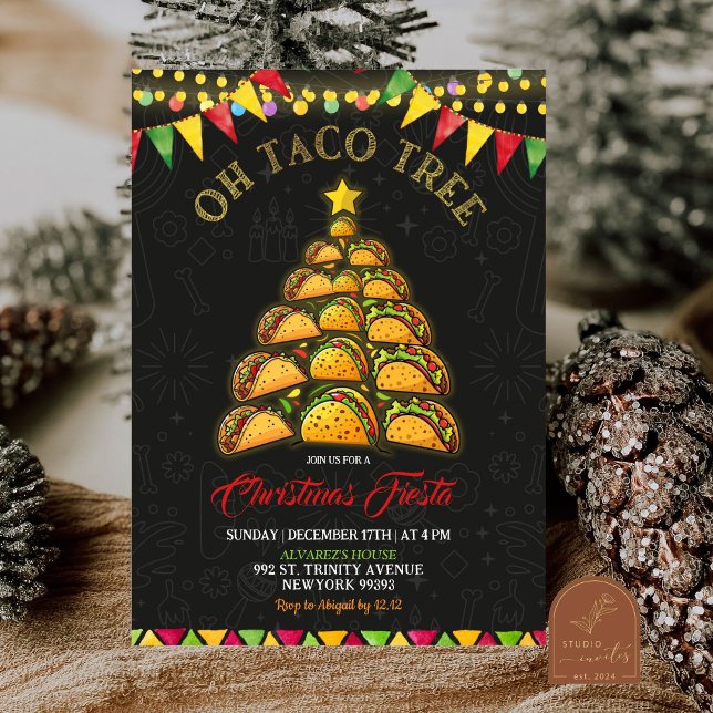 Invitación Oh Fiesta de Navidad del Árbol de Taco Fiesta Mexi (Subido por el creador)