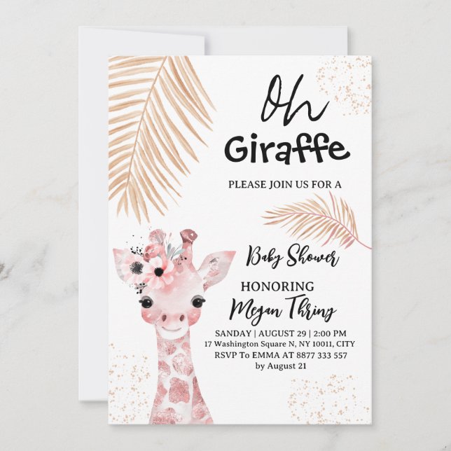 Invitación oh girafa safari baby forecast (Anverso)