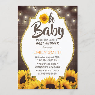 Invitación Oh girasoles elegantes y música de Baby Shower