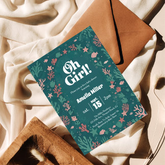 Invitación Oh Girl! Under the Sea Baby Shower Invitation