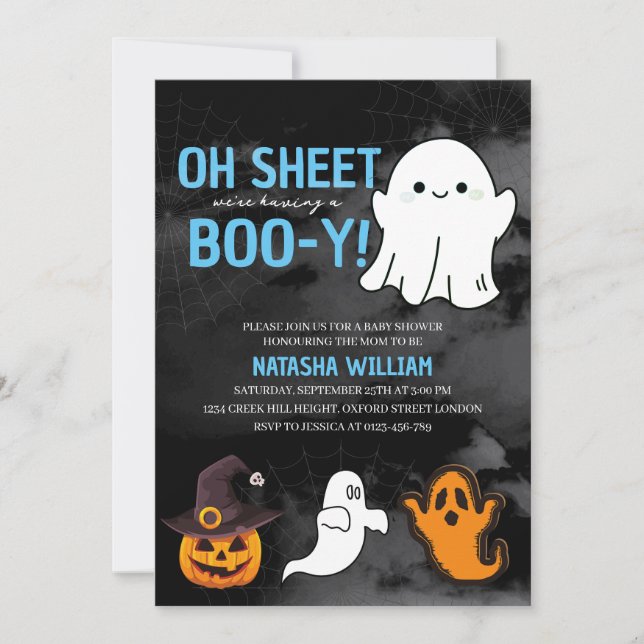 Invitación Oh Hoja estamos teniendo un Boo-y Boy Halloween (Anverso)