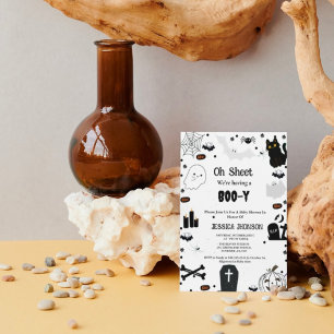 Invitación Oh Hoja tenemos una ducha de bebé Boo-y-Halloween